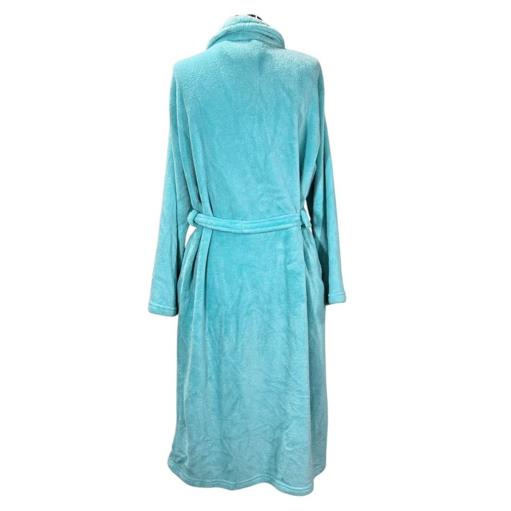 Vintage Aegean Apparel Spa Robe Womens One Size Blue Plush Fleece Quiet Luxury - Picture 5 of 11